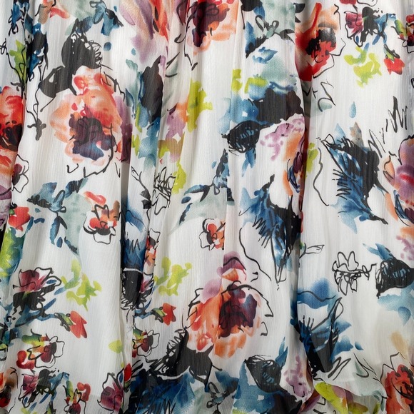 Lapis Strapless Maxi Dress Orange Top Floral Ruffle Skirt Size L - Picture 3 of 9